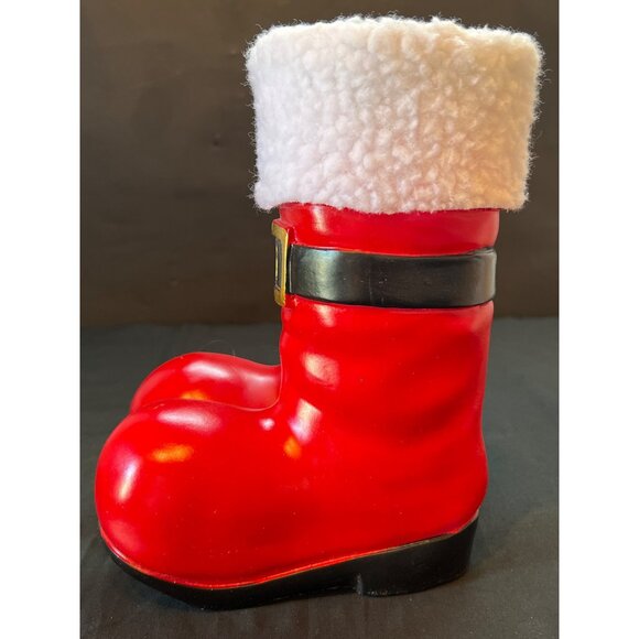 Holiday Boot Decorative Ornament By Merry Moments - 9" x 6" x 6" - Red & White - - Picture 5 of 9
